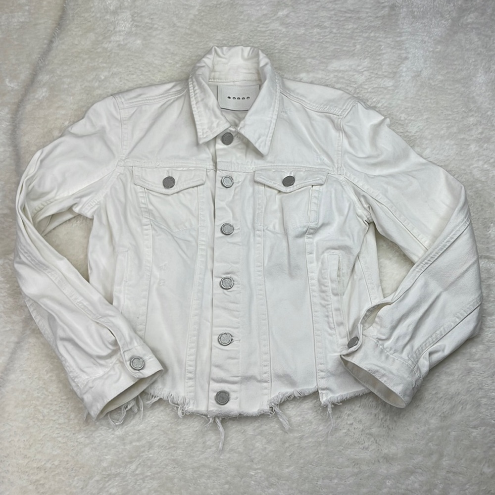Blank NYC Raw Hem White Cropped Jean Jacket Size Small